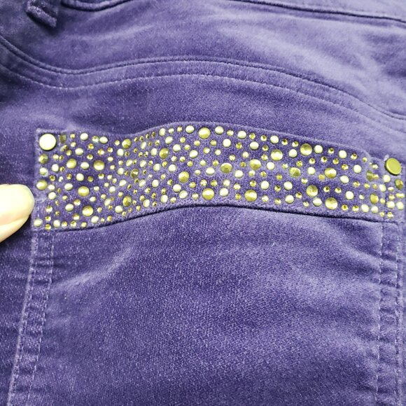Chico's Purple Velvet Pants Embellished Pockets Bling Fall Winter Womens 1 - Picture 7 of 11